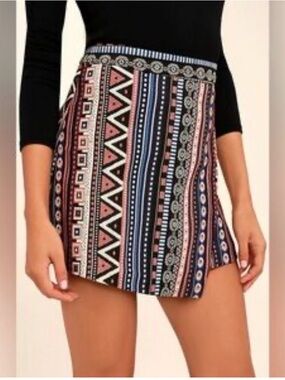 En Crème Boho Striped Aztec Mini Skirt multicolore small